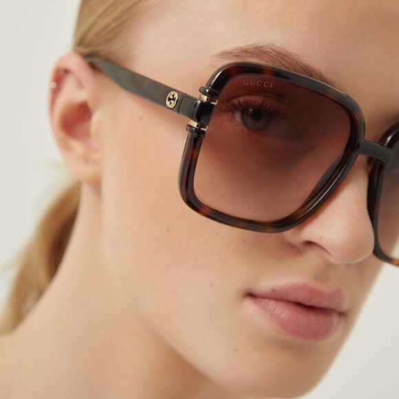 NEW GG1066S 002 WOMEN’S SUNGLASSES GUCCI GG 1066S 002 GUCCI SQUARE SHAPE HAVANA - Picture 8 of 15